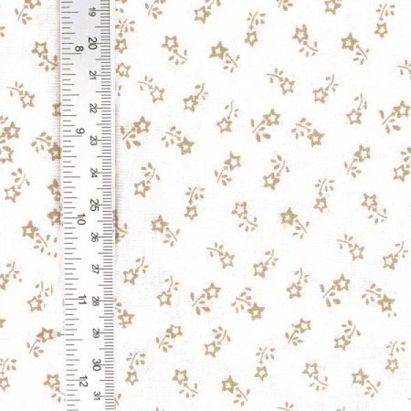 Baumwolle Druck Sternblume Beige auf Weiß